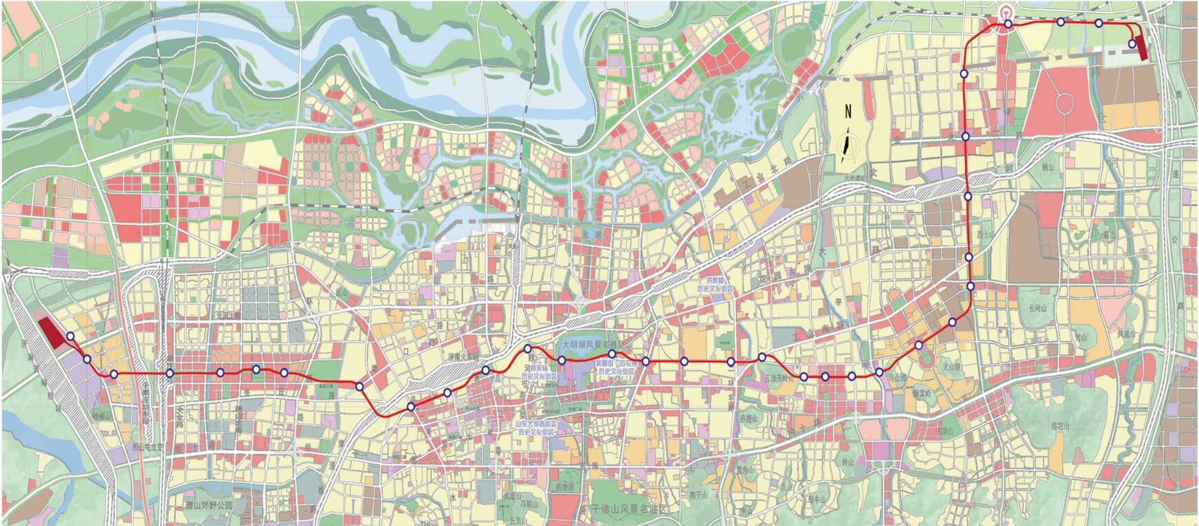 濟南軌道交通6號線工程線路走向示意圖