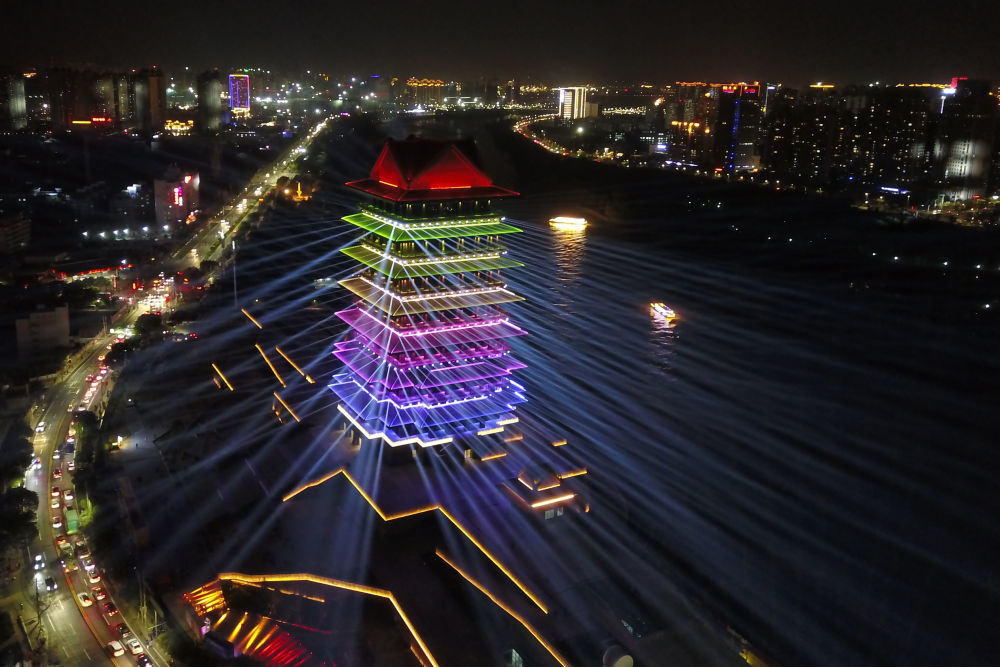 兰州黄河楼夜景图片