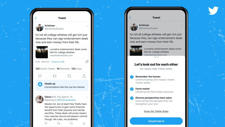 推特正在测试一项新功能，旨在向平台推广网络礼仪。