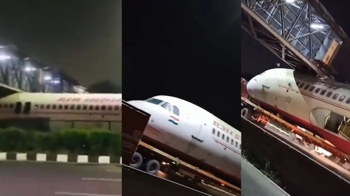 印度一飞机死死卡在天桥下 过程太“离谱”引路人大笑