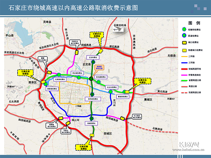 图中南北深绿色路段为“复兴大街”，东西浅绿色路段为“北三环”。