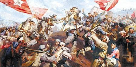 《三大主力会师》(油画) 作者:蔡亮 张自嶷