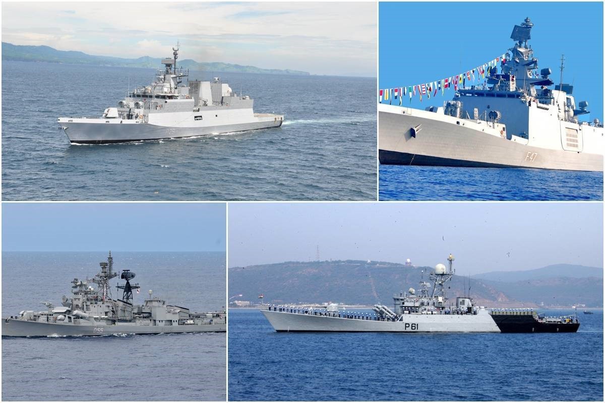 参与此次军演的印度四艘军舰。