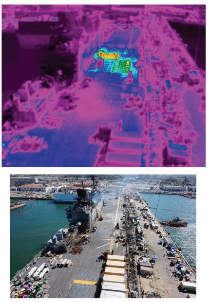 热成像仪看飞行甲板,已经温度很高