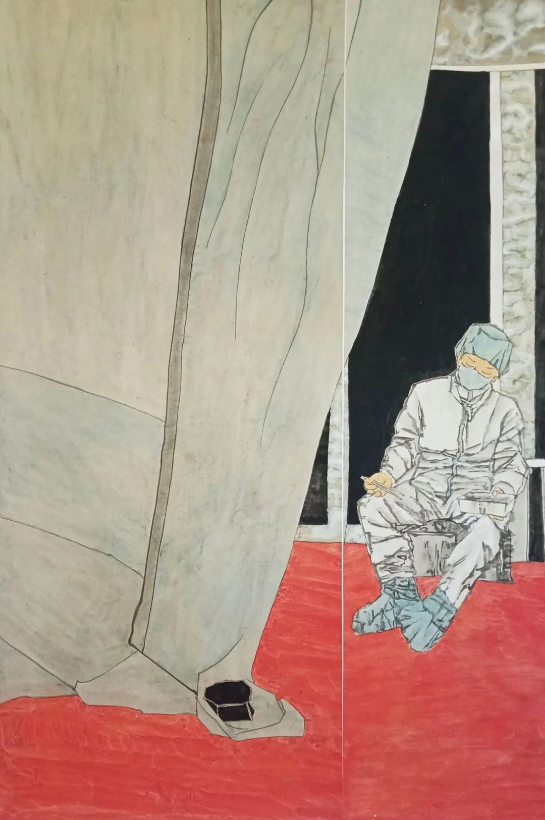 国画 《抗疫前线》 李晓兰