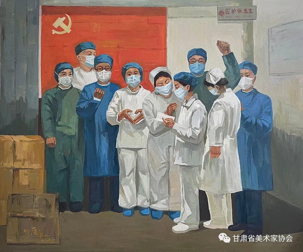 何晶玉 油画《党旗驻 民心聚系列之二》