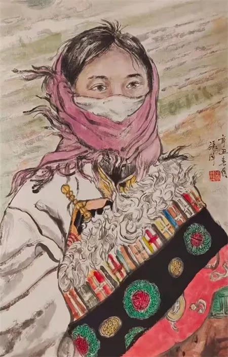 中国画：静待花开。作者：张萍