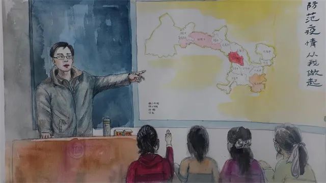 作品：防范疫情从我做起。作者：庆阳四中　王冠文　指导老师：郝正远