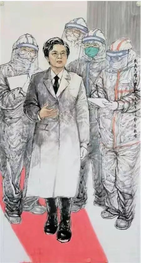 中国画：陈薇院士。作者：秦鑫耀