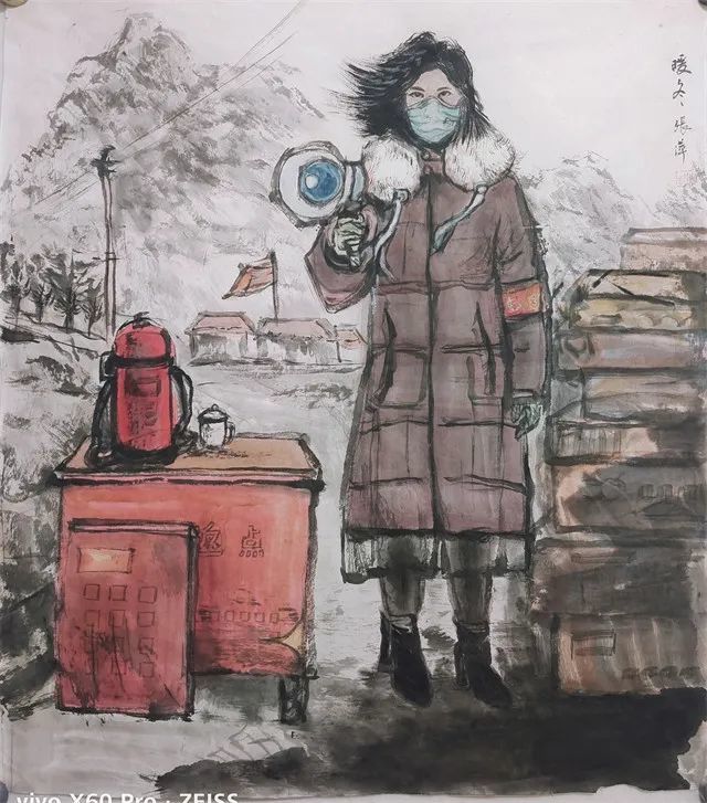 中国画：暖冬。作者：张萍