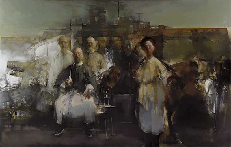 姜建忠作品三联画《江南制造局no.1(中)》布面油画220×140cm 2009年