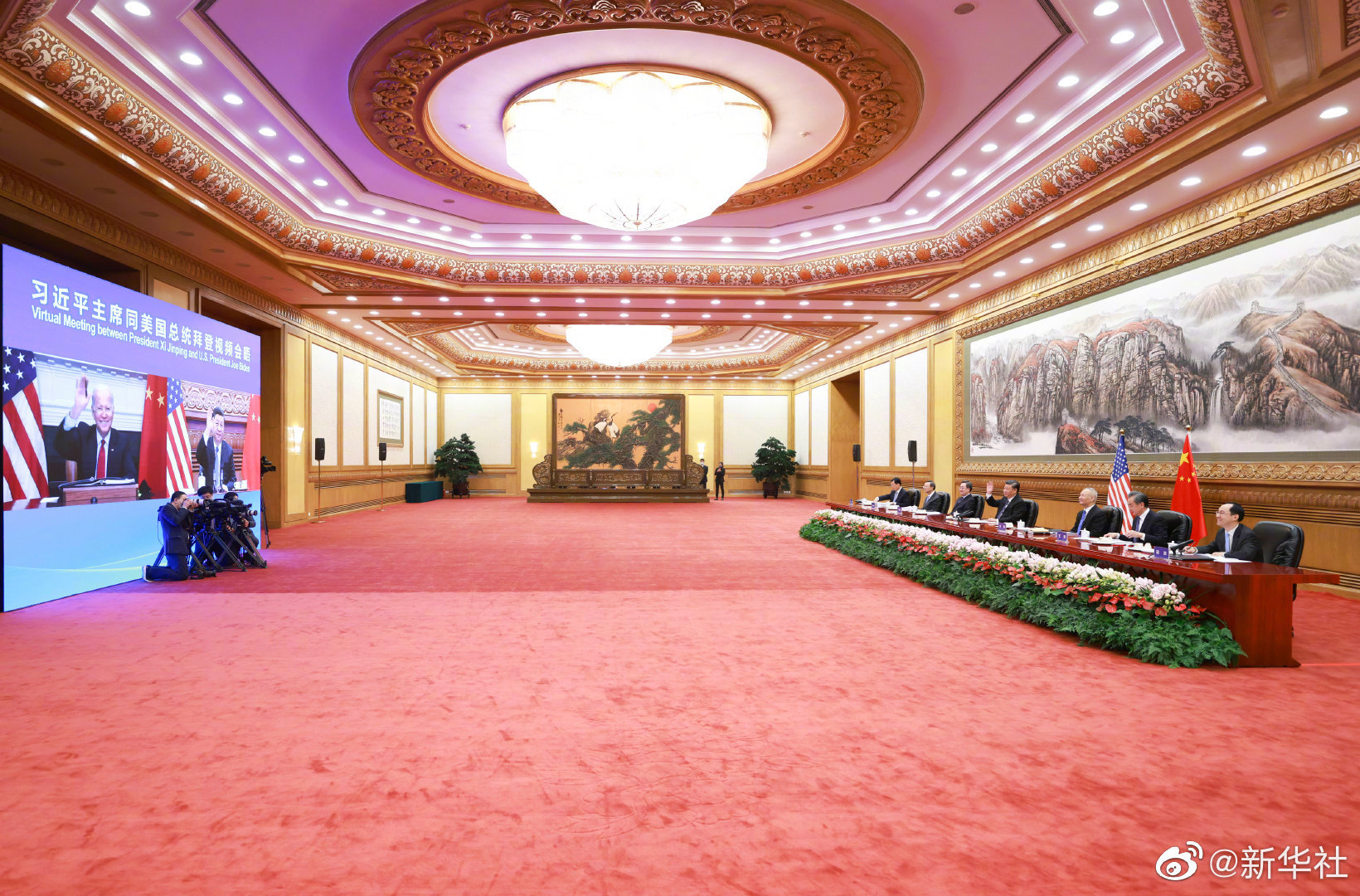中美元首视频会晤现场照片来了