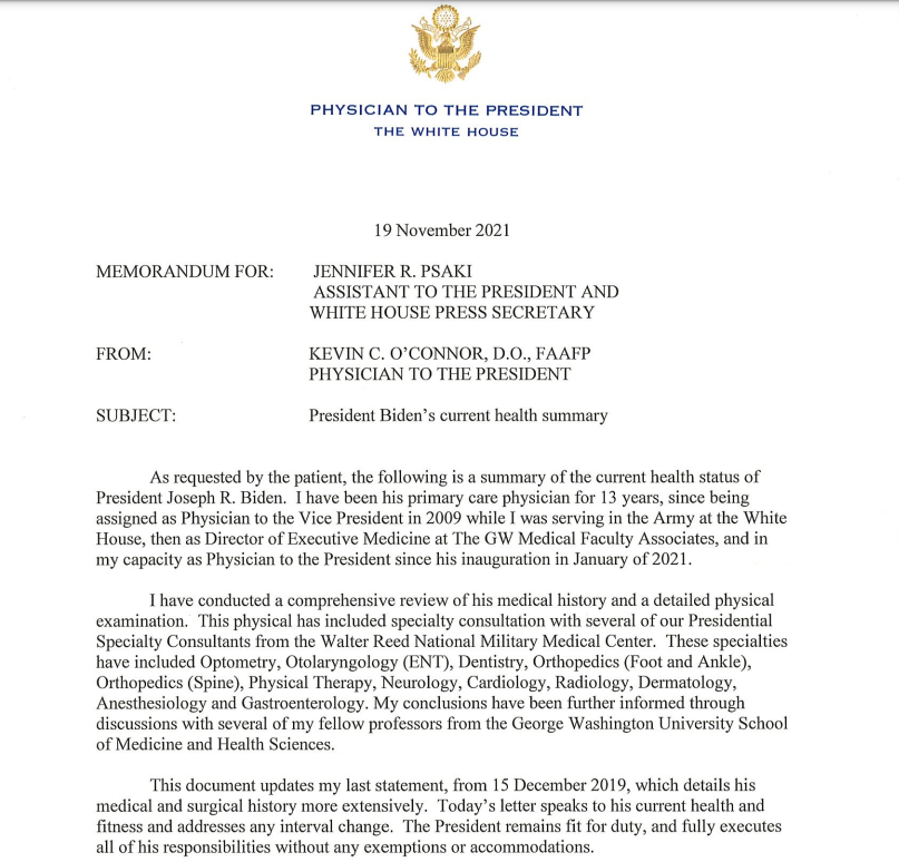 拜登体检报告出炉有2个状况要留意