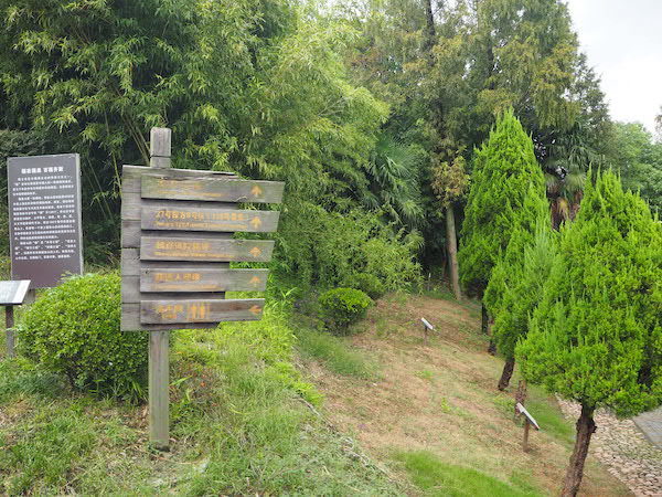 景区内指示牌指示根据考古发掘复原的墓葬和祭坛场景