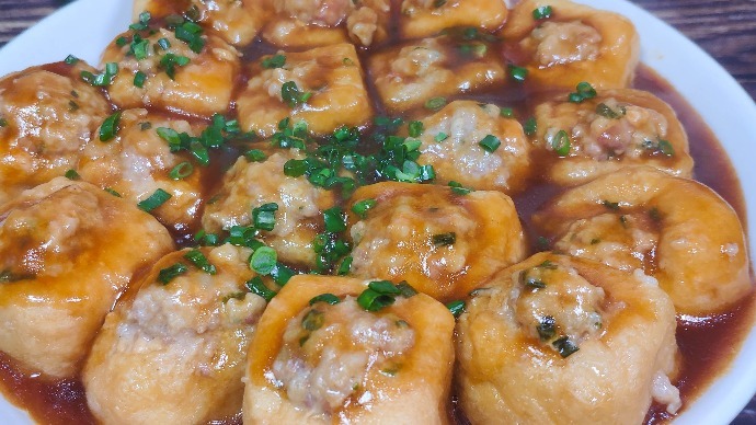 这才是油豆腐酿肉的正确做法不用炸不用煎原汁原味更美味