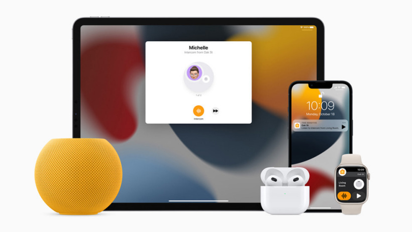 HomePod mini 兼容 iPad、iPhone、Apple Watch 和 AirPods。
