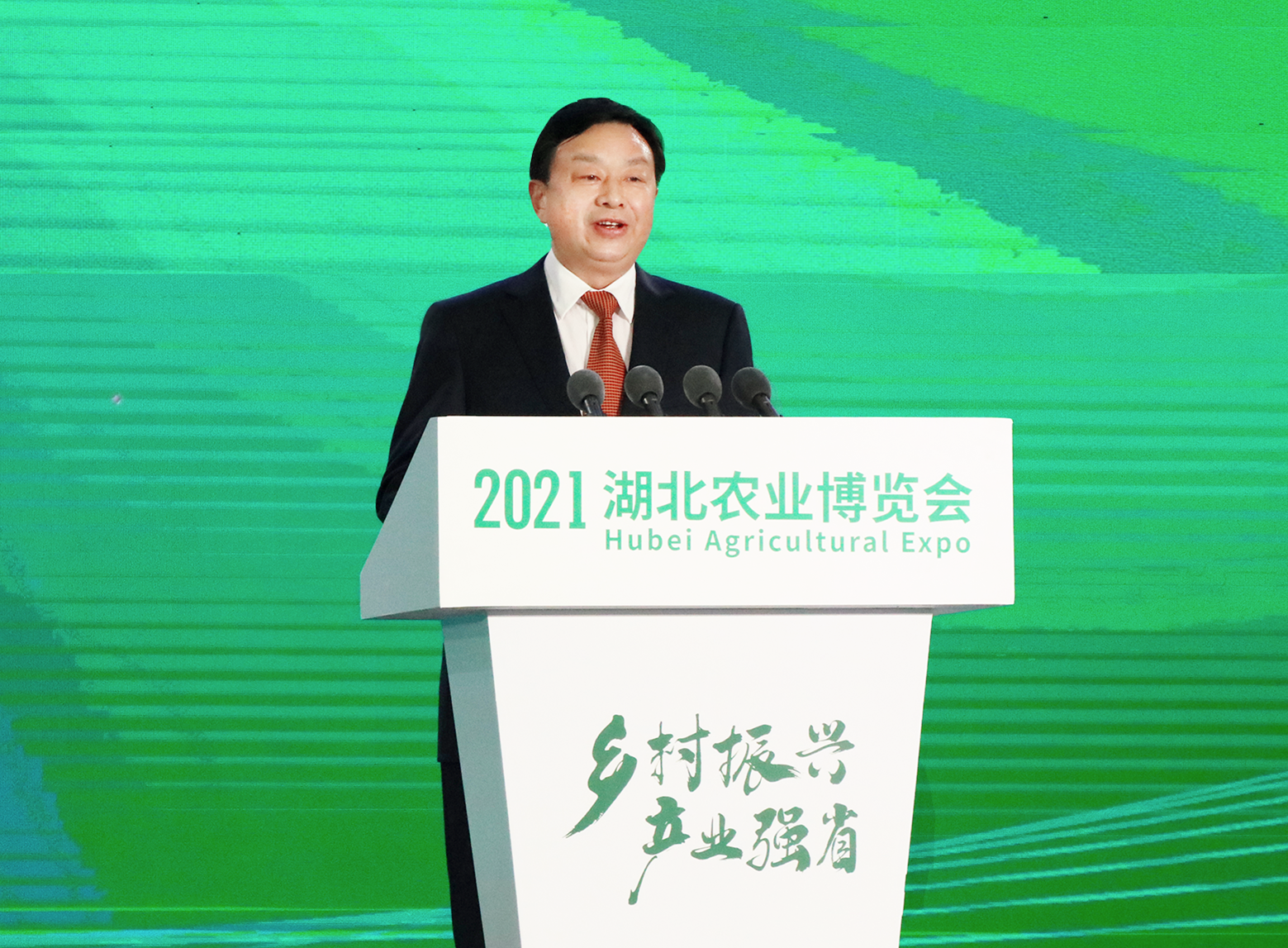 湖北省委农办主任，省农业农村厅党组书记、厅长，省乡村振兴局党组书记吴祖云致辞（徐晓蝶 摄）