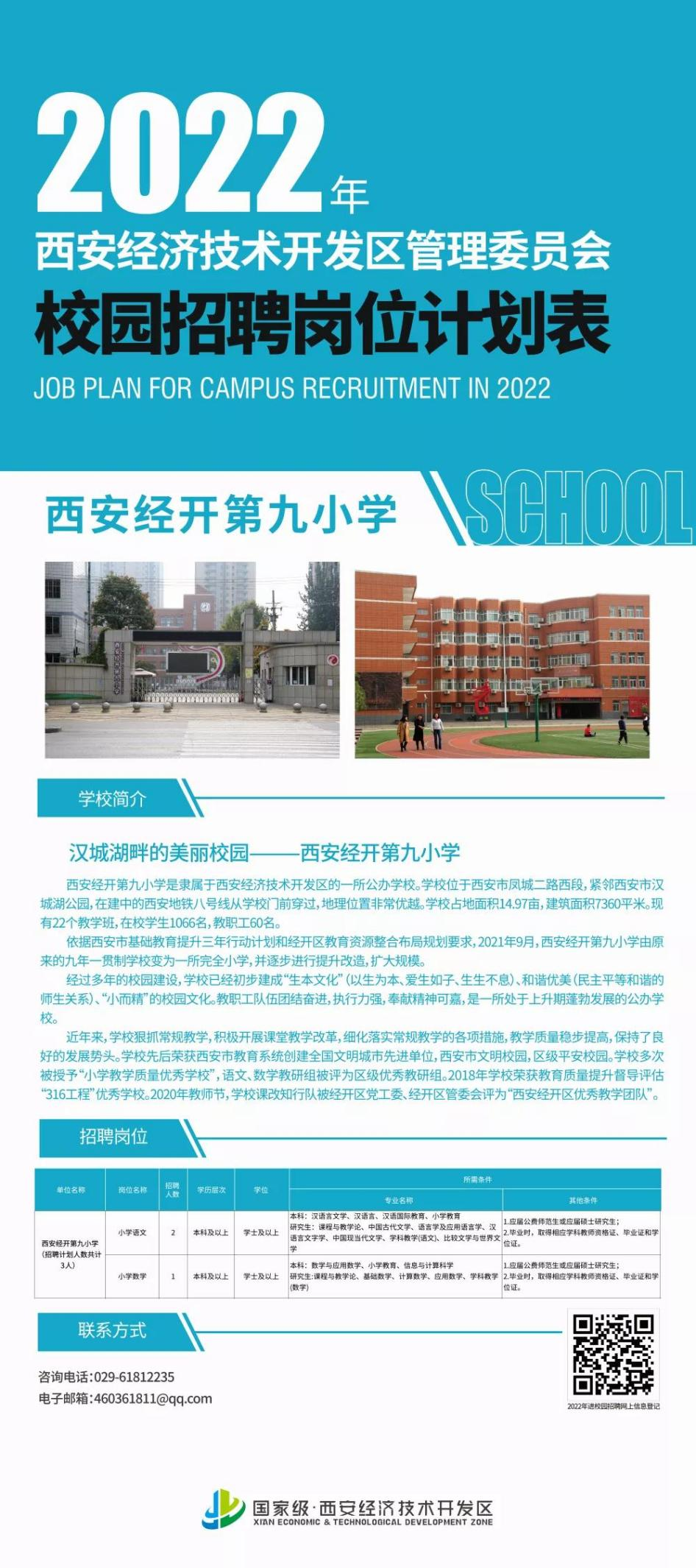 西安经开第九小学招聘岗位表