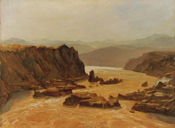 《黄河三门峡·中流砥柱》 吴作人  油画  1955-1956年