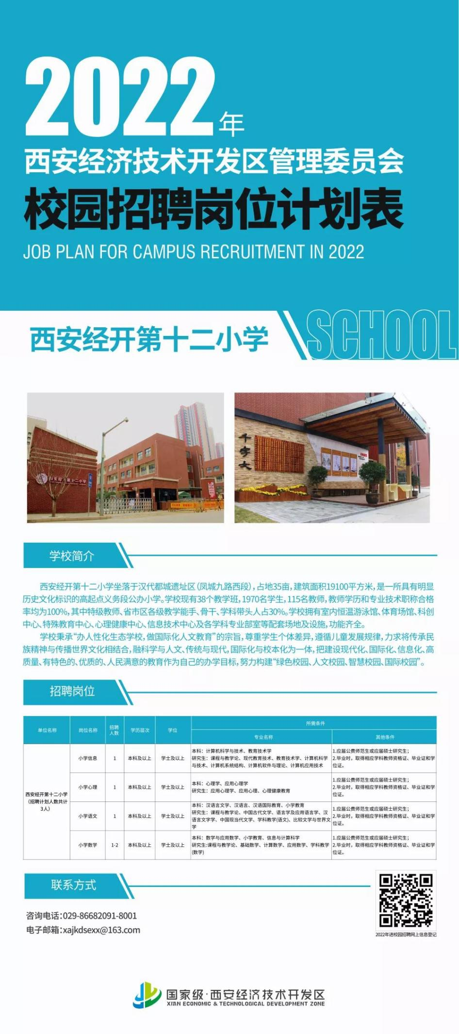 西安经开第十二小学招聘岗位表