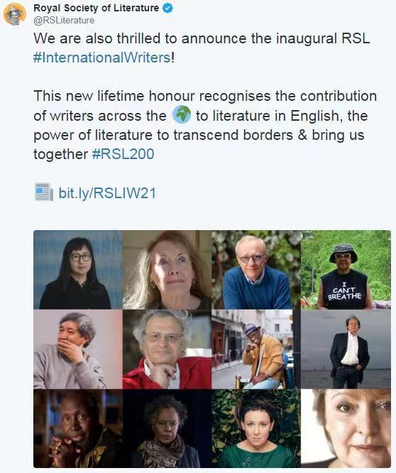 英国皇家文学学会在twitter上宣布该结果