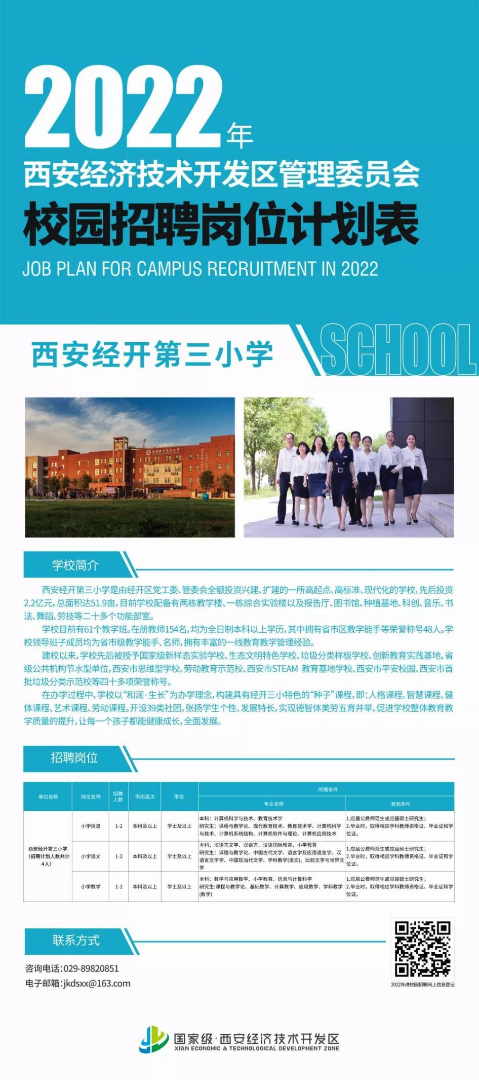 西安经开第三小学招聘岗位表