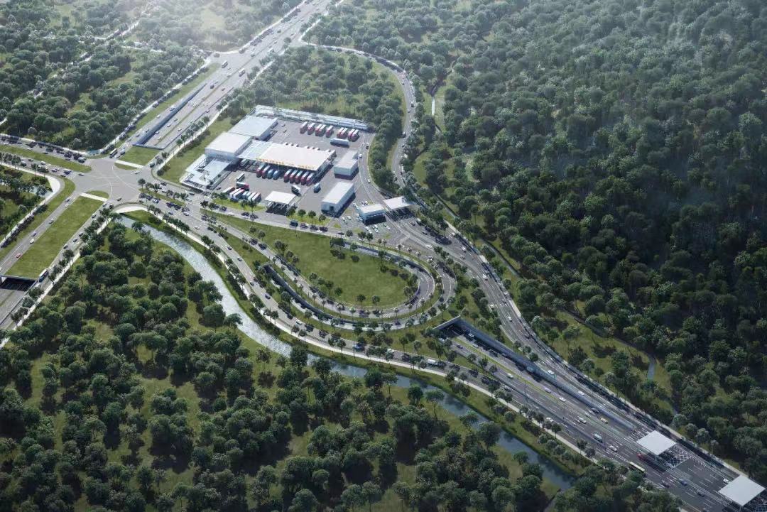 "二线"海关监管作业场所(横琴隧道)鸟瞰效果图