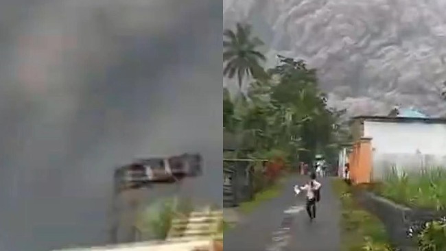 印尼一火山喷发浓烟高达上万米 数千民众弃家逃命