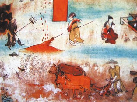 榆林石窟壁画《农作图》