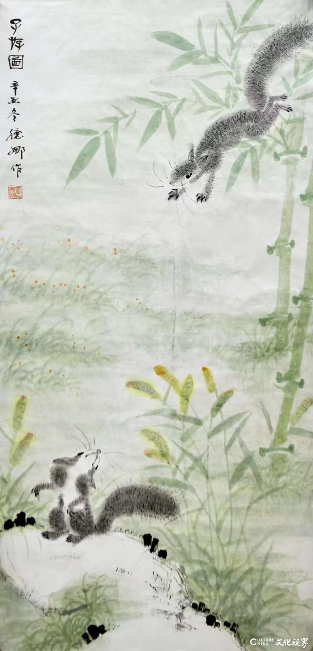 张德娜《子游图》45cm×96cm 2021