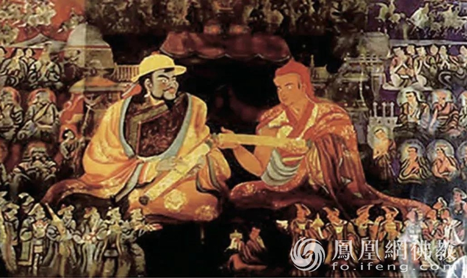 1247年阔端与萨迦班智达举行的凉州会盟图（图片来源：凤凰网佛教 供图：凉州会盟纪念馆、观觉法师）