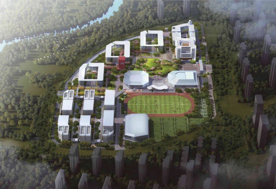拟新建合肥市第一中学教育集团淝河校区规划鸟瞰图
