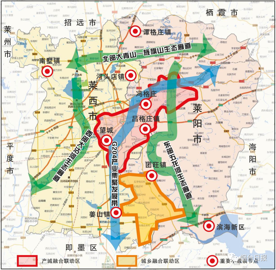 莱西莱阳一体化发展先行区总体发展布局