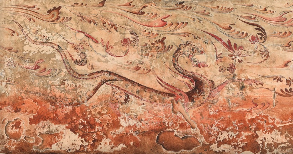 真坡里1号墓白虎壁画(临摹),韩国国立博物馆藏; 时任东京美术学校助理