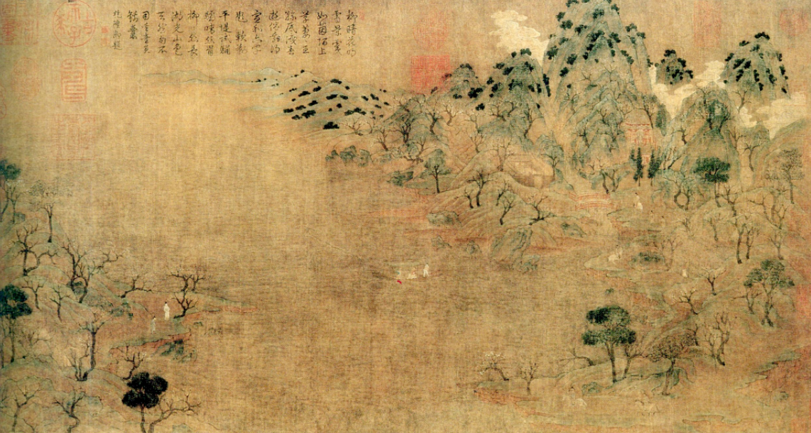 展子虔《游春图》,疑为宋摹本.