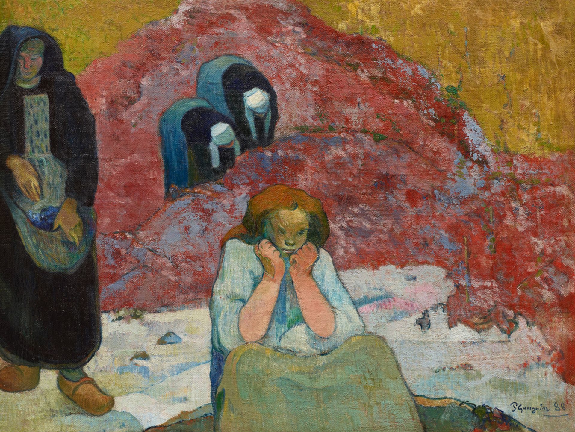 保罗·高更的《人类的苦难》(《葡萄酒丰收》)(1888年11月).