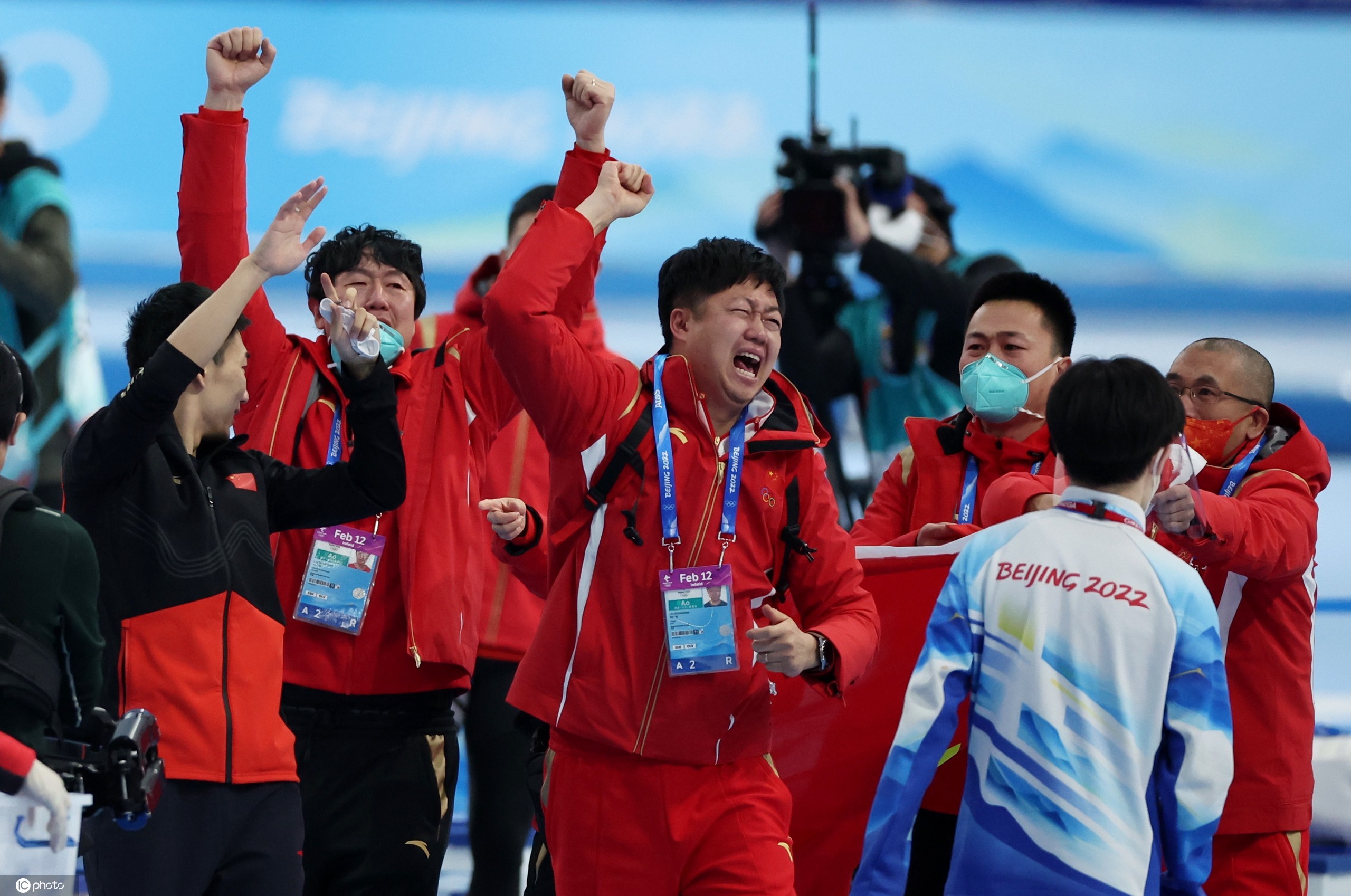 中国教练团队赛后庆祝