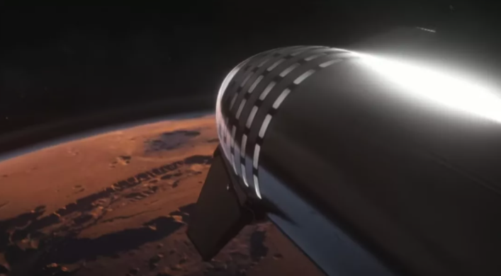 星际飞船登陆火星渲染图