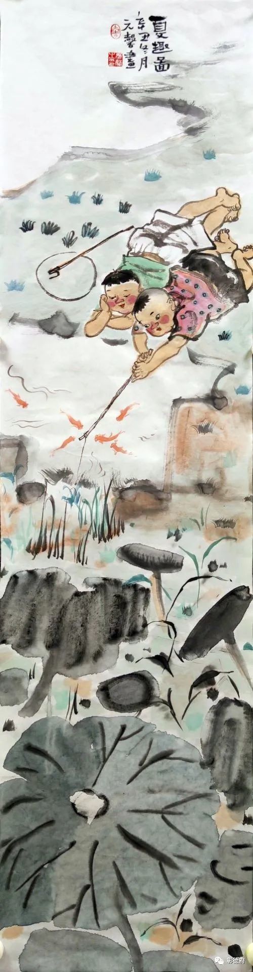 《夏趣图》136x34cm 2021年