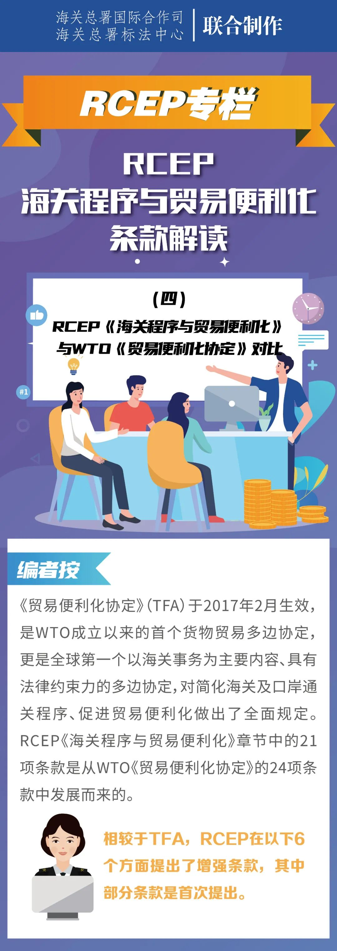 一图读懂——RCEP《海关程序与贸易便利化》与WTO《贸易便利化协定》对比