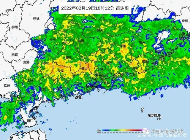 2月19日广东被降水回波彻底覆盖，来自广东天气