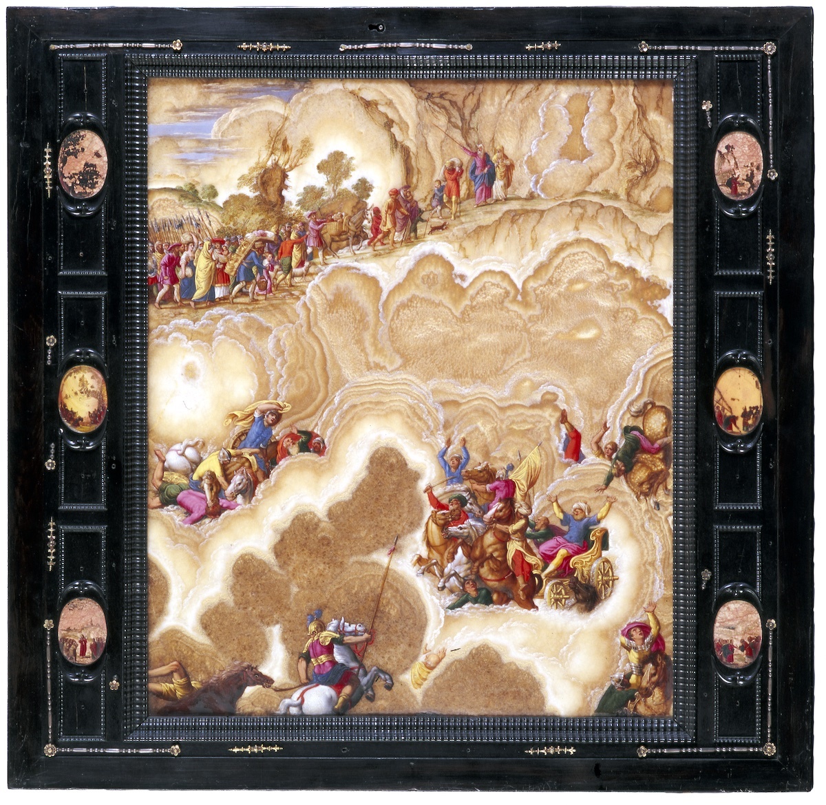  《以色列人穿越红海》（1625-1631年）作为橱柜门的装饰， 绘制于玛瑙上