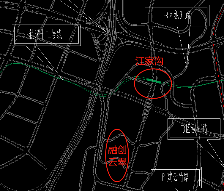 图四中可以看到,轨道22号线在中央公园南侧规划了两个站点(d,e)