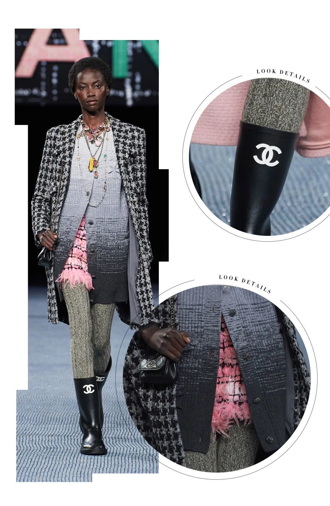 穿着斜纹软呢和香奈儿一起漫步乡野