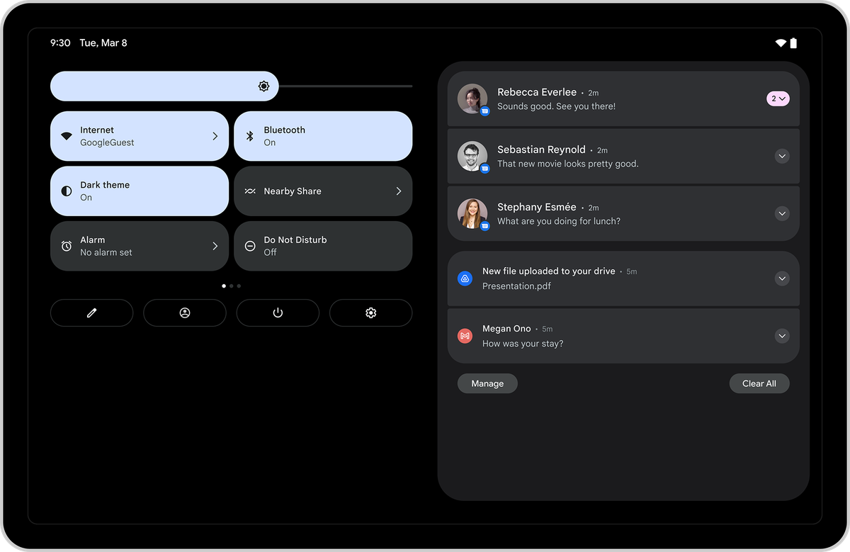 Android 12L 的新通知阴影