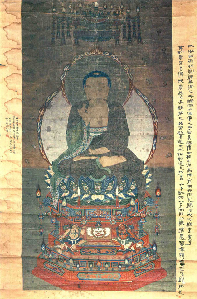 张大千题跋的《西夏古佛图》