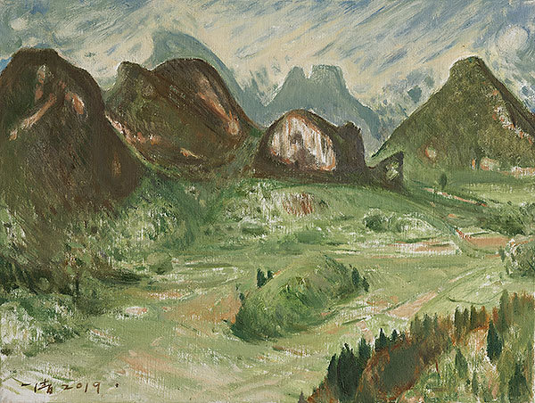 《孤立的小山丘》-45×60cm-布面油画-2019.jpg