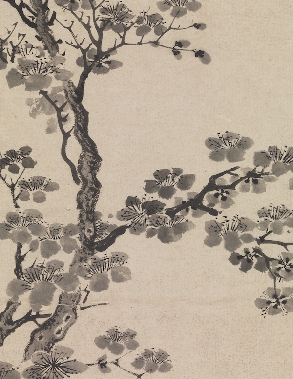 明 唐寅 《杏花》轴(局部) 台北故宫博物院藏