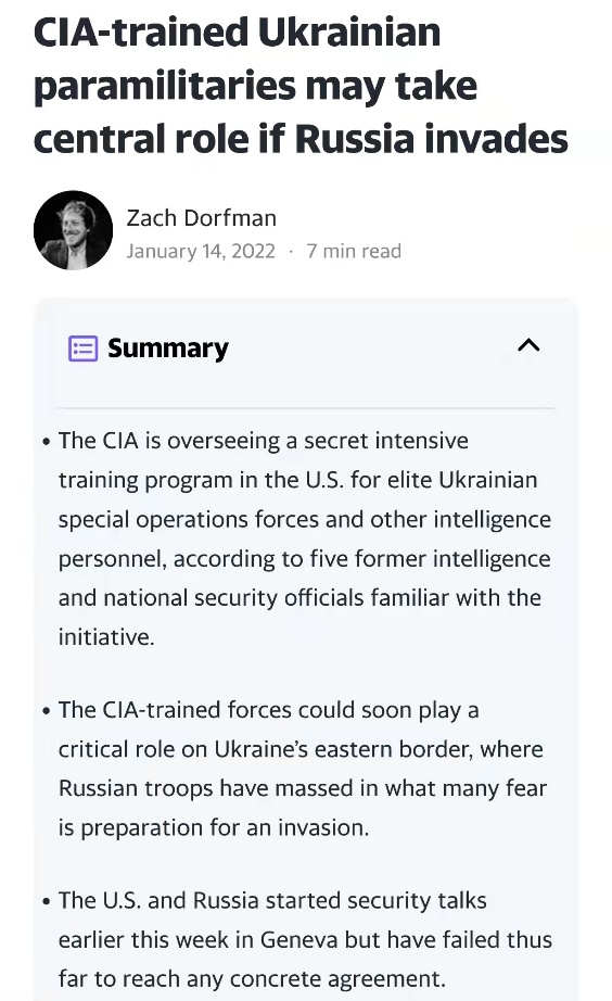 图为今年1月雅虎新闻对中情局在乌克兰活动的报道