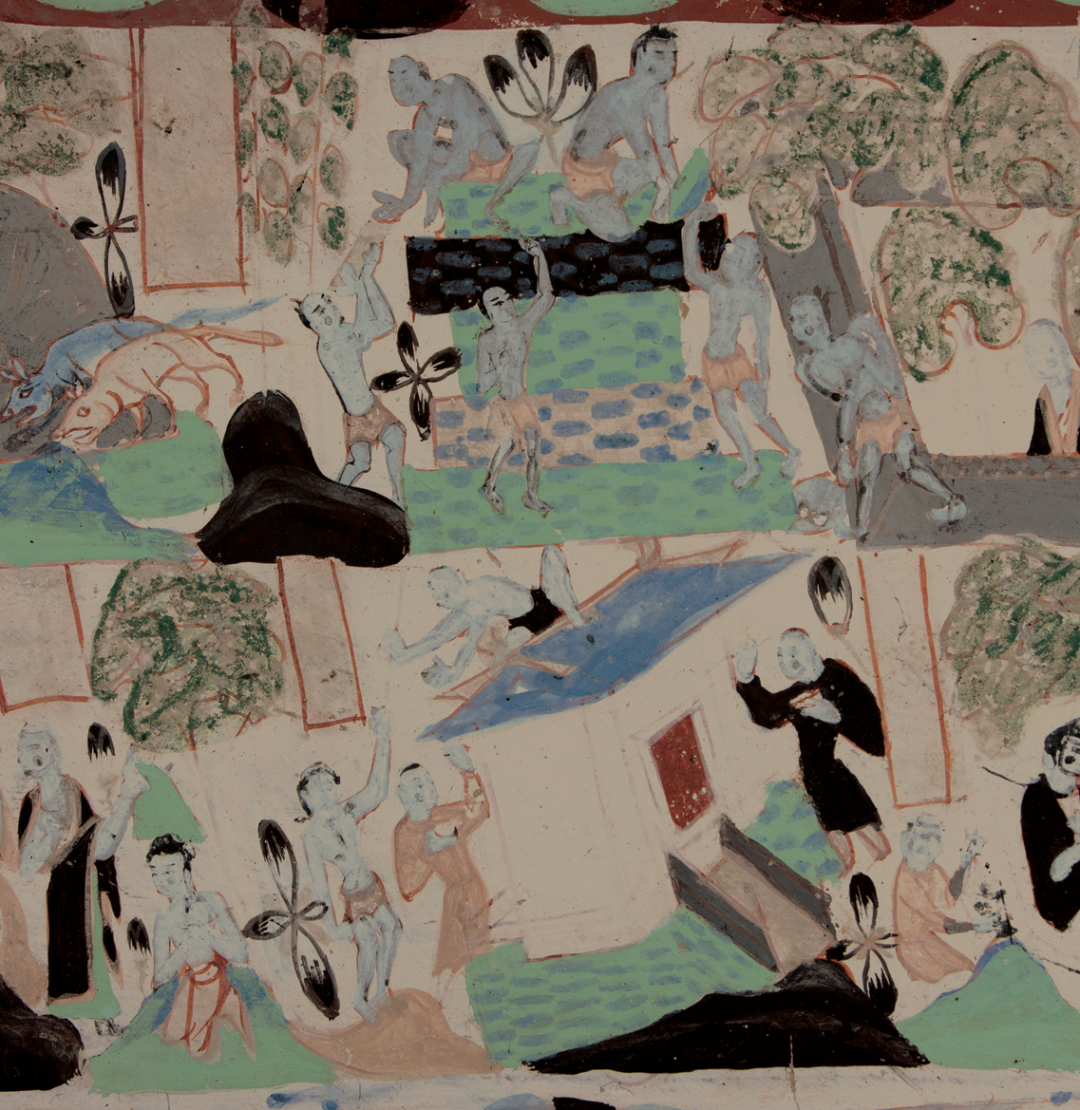 莫高窟第296窟 建塔和画壁图 北周